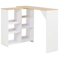 mesa alta de bar con estante movil blanca 138x39x110 cm vidaxl