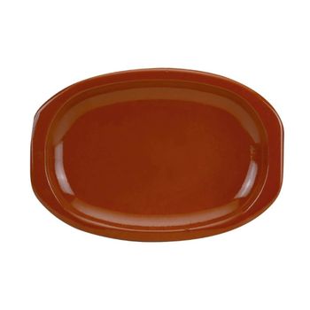 Fuente oval barro marrón 36x25 cm