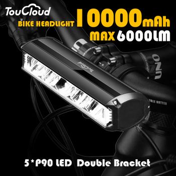 Luz LED para bicicleta de montaña, 10000mAh, 5P90, soporte doble frontal, Banco de energía, lámpara para bicicleta de montaña, faro para bicicleta, accesorios traseros para ciclismo
