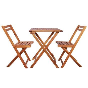 Mesa Y Sillas Bistró Plegables 3 Uds | Conjunto De Mesa Y Sillas Madera Maciza De Acacia
