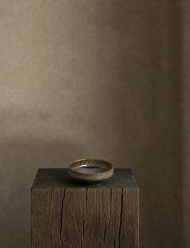 Bol de cerámica en marrón oscuro y barro 14x14x5 cm