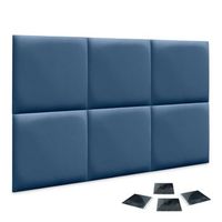 dhome juego de 6 paneles tapizados de polipiel premium pack autoadhesivos para pared acusticos absorbentes proteccion azul 60x60cm x6