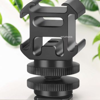 Adaptador de montaje de zapata caliente para cámara de aluminio, soporte de zapata fría Triple, luz, monitores LED, micrófonos, cámara de Video Flash de estudio