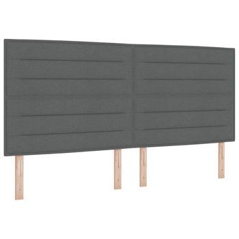 Cama Box Spring Led Con Cabecera Gris Oscuro 200 X 200 Cm Tela Vidaxl