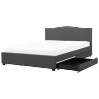cama tapizada en poliester gris 180 x 200 cm diseno tradicional con cabecero glamour con almacenaje montpellier