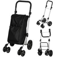 homcom carrito de compras bolsa de 46 l carro de compra plegable con compartimento isotermico asa ajustable armazon de aluminio negro   aosom espana