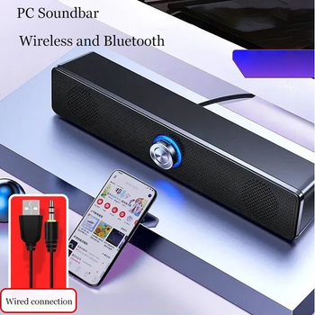 Altavoz envolvente 4D con Bluetooth, sistema de sonido de cine en casa, barra de sonido de ordenador para TV, Subwoofer, estéreo con cable, graves potentes