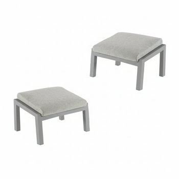 Pack 2 Reposapies De Exterior Con Cojin, Aluminio, Color Gris, 39x47x60