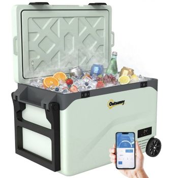Outsunny Nevera Portátil Eléctrica 42,5 L Con Compresor Control Por App Ruedas