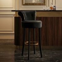 silla de bar de tela negra con respaldo cm 46x48x96