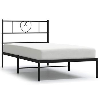 Cama Individual | Cama Para Adultos | Estructura Cama Sin Colchón Con Cabecero Metal Negro 100x200 Cm