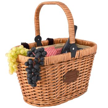 Cesta de mimbre natural isotérmica para bicicleta vichy rojo
