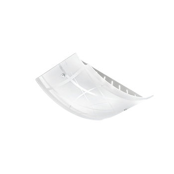 Nereide Plafón Mediano 45x31cm En Cristal Satinado Serigrafiado Blanco 2xe27, Base Cromada, Diseño Moderno, Ip20, Máx 2x52w