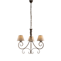 lampara de arana vienesa marron con oro antiguo y pantallas efecto yute 3 luces o52 cm