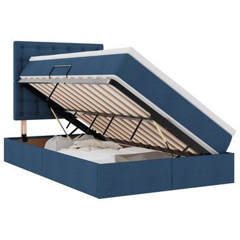Cama Con Almacenamiento Y Colchón Azul 120 X 190 Cm Tela Vidaxl