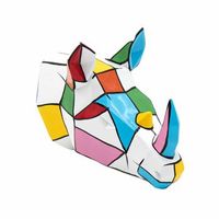 figura decorativa cabeza de rinoceronte kuateh de poliresina 20x20x16 cm multicolor