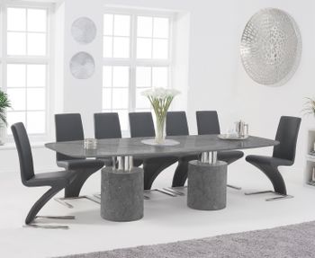 Antonio 260cm Grey Marble Dining Table with Hampstead Z Chairs - Grey, 6 Chairs