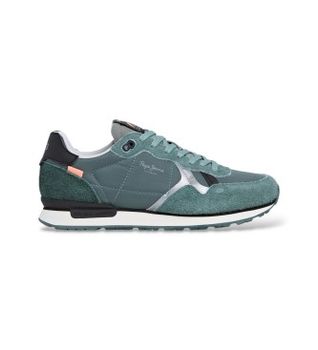 Pepe Jeans para hombre. PMS400005 Zapatillas Brit Flyer verde (45), Plano, Cordones, Casual