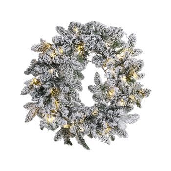 Corona De Navidad Blanco Material Sintético Led 70 Cm Accesorio Interior Sundo