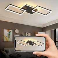 lampara de techo led moderna de 80 cm color negro regulable mando a distancia 63 w zmh