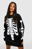 vestido jersey de punto de halloween con esqueleto negro