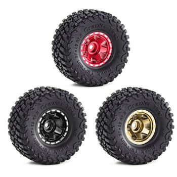 4PCS Ruedas de hoja de aleación de aluminio de 1.0 pulgadas, neumáticos de grava, piezas de repuesto para modelos de veh