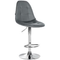 taburete de bar x1 con reposapies asiento giratorio regulable en altura en estructura de metal cromado de pvc gris 100004823