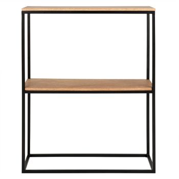 Consola fabricada en madera de mango y hierro forjado negro.