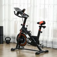 bicicleta estatica homcom de acero abs 103x53x100-114cm negro rojo