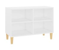 mueble de tv con patas de madera maciza blanco 695x30x50 cm