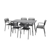 mesa de jardin plegable de metal con 2 sillones y 4 sillas antracita