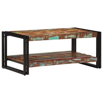 Mesa De Centro Multicolor 90x50x38 Cm Madera Maciza Reciclada
