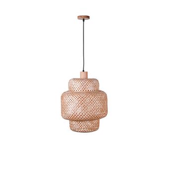 BEL AIR HOME lámpara colgante BORA GRANDE, madera, estilo bohemio, diseño natural, diámetro 30cm, altura regulable, instalación sencilla, E-27 (bombilla no incluida)