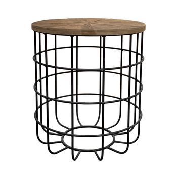 Mesa Auxiliar Geométrica Pärumm Sax 60x50x50 Cm Con Madera De Olmo Reciclado Y Hierro