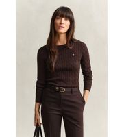 gant para mujer 4800100 jersey de cuello redondo y punto de ochos en algodon elastico marron l casual clasico manga larga