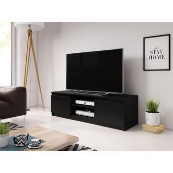 Mueble De Tv 120 Cm Dingo, Mueble De Televisión, Mueble De Salón, Iluminación Led Incluida, Color Negro Mate