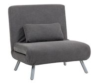 homcom sofa cama de 1 plaza 3 en 1 sillon cama plegable tapizado en tela gris jaspeado con respaldo ajustable de 5 niveles y almohada para oficina dormitorio salon 80x75x83 cm