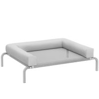pawhut cama elevada para perros refrescante con refuerzos extraibles malla transpirable y marco de acero 90x65x30 cm gris