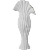jarron ceramica blanco arena y dorado