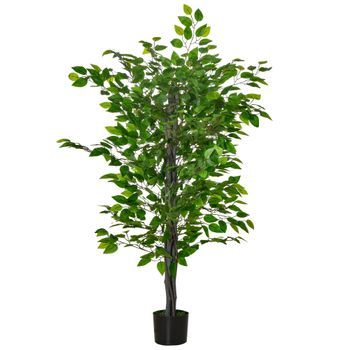 Ficus Artificial Grande 135 Cm Con Maceta De Cemento, Verde