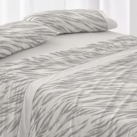 juego de sabanas 50 algodon cebra cama de 135 cm - acero - burrito blanco