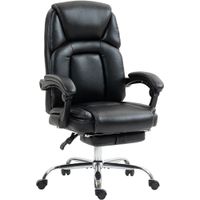 homcom silla de oficina reclinable con reposapies extraible en piel pu capacidad 120 kg negro   aosom espana
