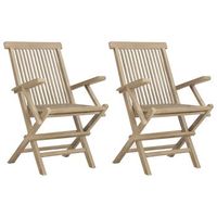 pack 2 uds sillas de jardin  silla de exterior  sillon plegables madera maciza teca 56x61x89 cm