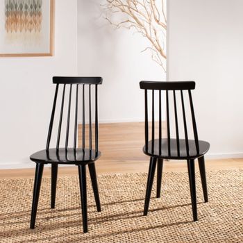 Set de 2 sillas de comedor en 100% madera de caucho, negro
