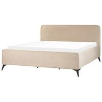 cama de terciopelo 180 x 200 clasico minimalista cabecero patas de metal negras dormitorio gris pardo valognes