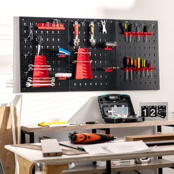 Kit Organizador De Herramientas Para Pared Con 3 Paneles Perforados 25 Accesorios Para Colgar Portaherramientas Para Garaje Taller Almacén