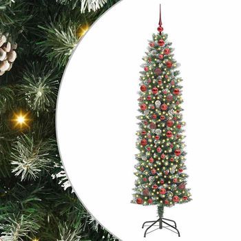 Árbol Navideño Artificial Delgado Con 300 Led Verde Y 180 Cm Vidaxl