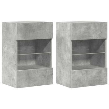 Armarios De Pared Con Luces Led Para Tv 2 Uds Gris Hormigón 40x30x60,5 Cm Vidaxl
