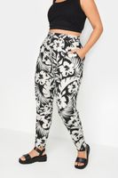 yours pantalon negro y blanco estampado tropical mujer curvy y tallas grandes yours