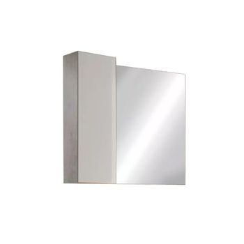 Espejo De Diseño Con Almacenamiento, 78x75 Cm, Colección Bura, Color Blanco Brillante Y Hormigón